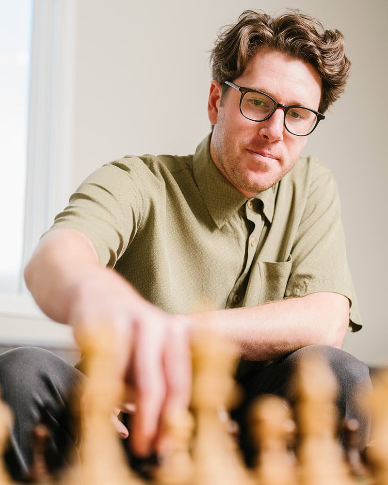 Declan playing chess