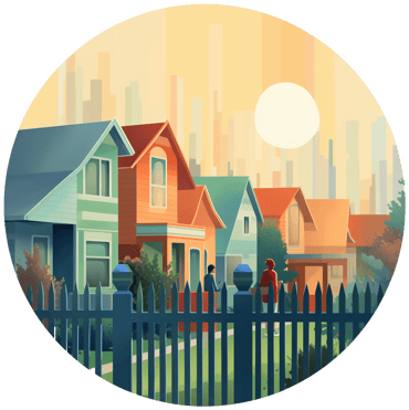 Illustration of a friendly neighborhood.