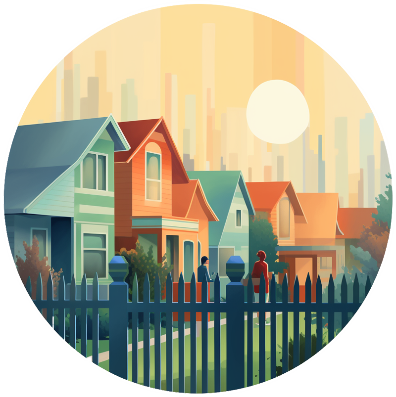 Illustration of a friendly neighborhood.