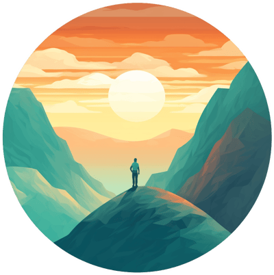 Illustration of a man isolated on a mountain.